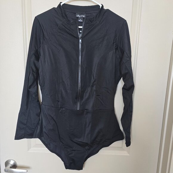 City Chic Other - Black long sleeve one piece swimsuit